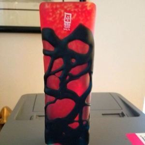 Vintage  Mdina  Glass, Malta. Red Vase SIGNED